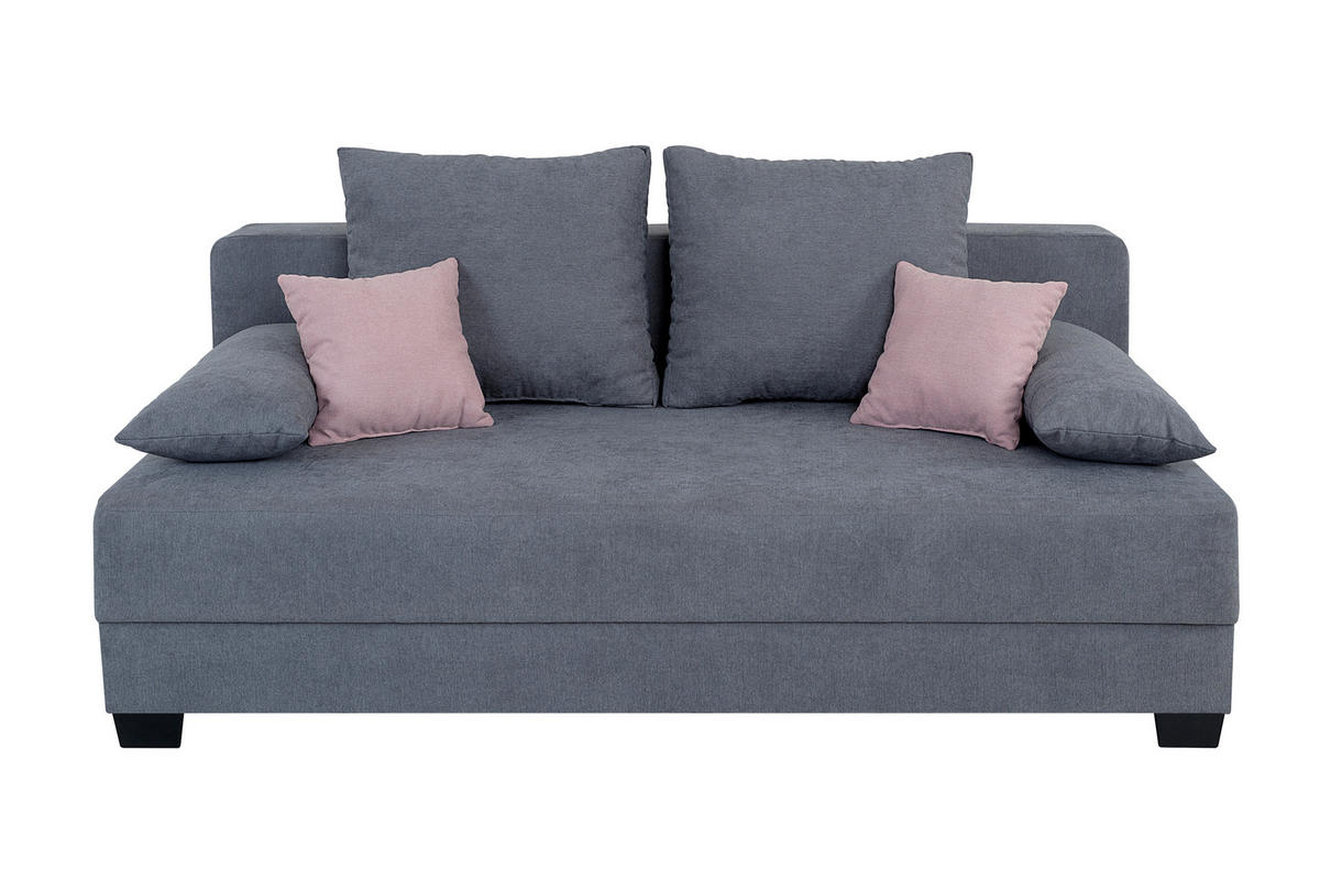 SCHLAFSOFA  in Webstoff Grau  - Schwarz/Rosa, Design, Holzwerkstoff/Kunststoff (200/90/110cm) - P & B