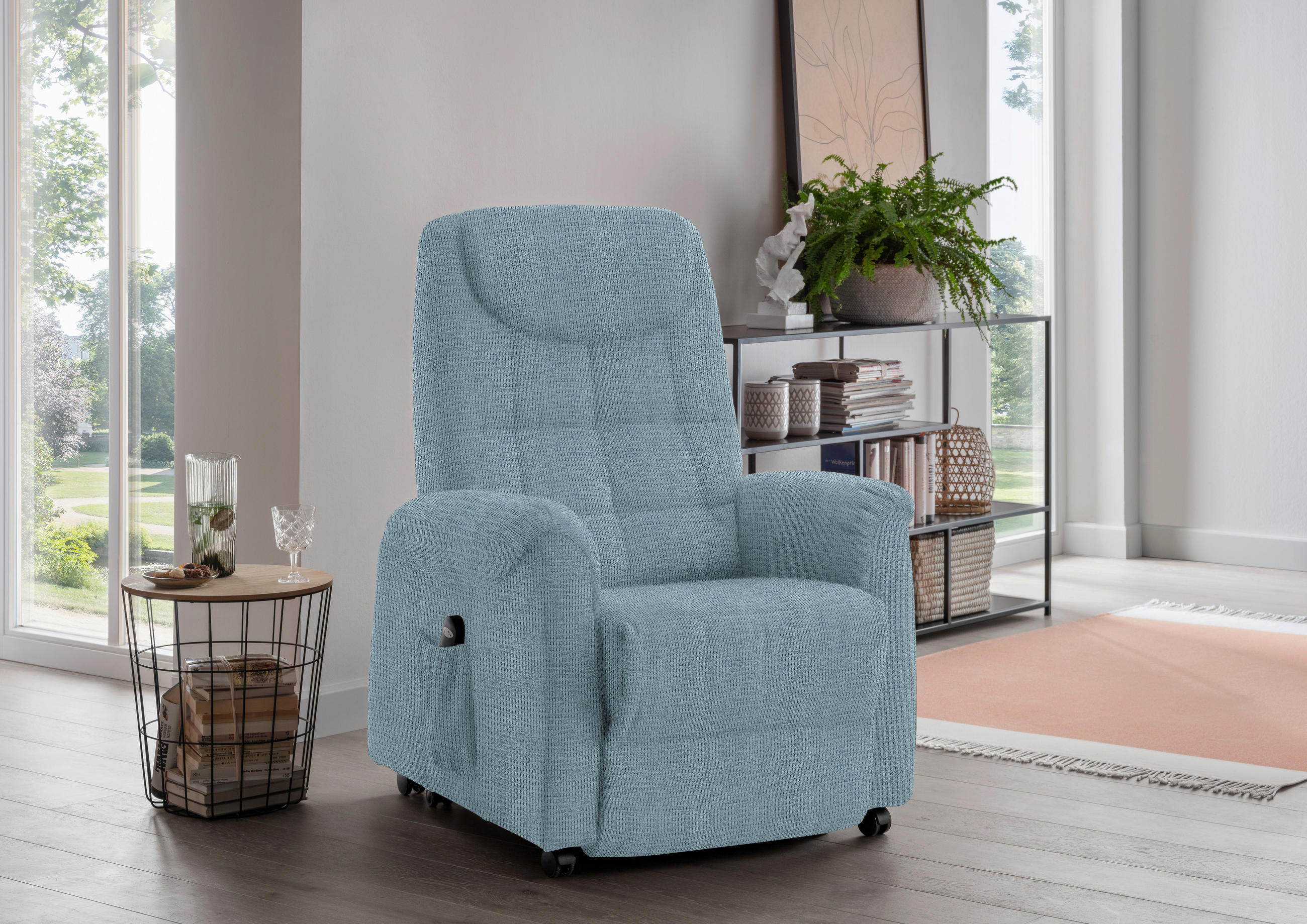 FERNSEHSESSEL  mit Relaxfunktion Mikrofaser Blau  - Blau/Schwarz, KONVENTIONELL, Kunststoff/Textil (83/113/92cm) - Xora