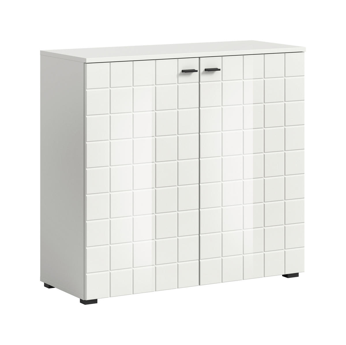 KOMODA, bela, visoki sijaj  - črna/bela, Design, umetna masa/leseni material (92/86/37cm) - MID.YOU