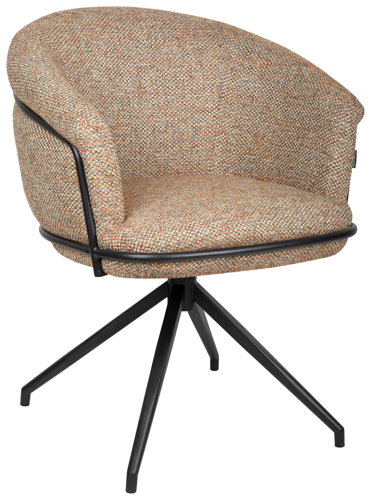 STOL MED ARMSTÖD järn bouclé  - svart/terrakotta, Design, metall/textil (65/80,5/65cm) - Belluti