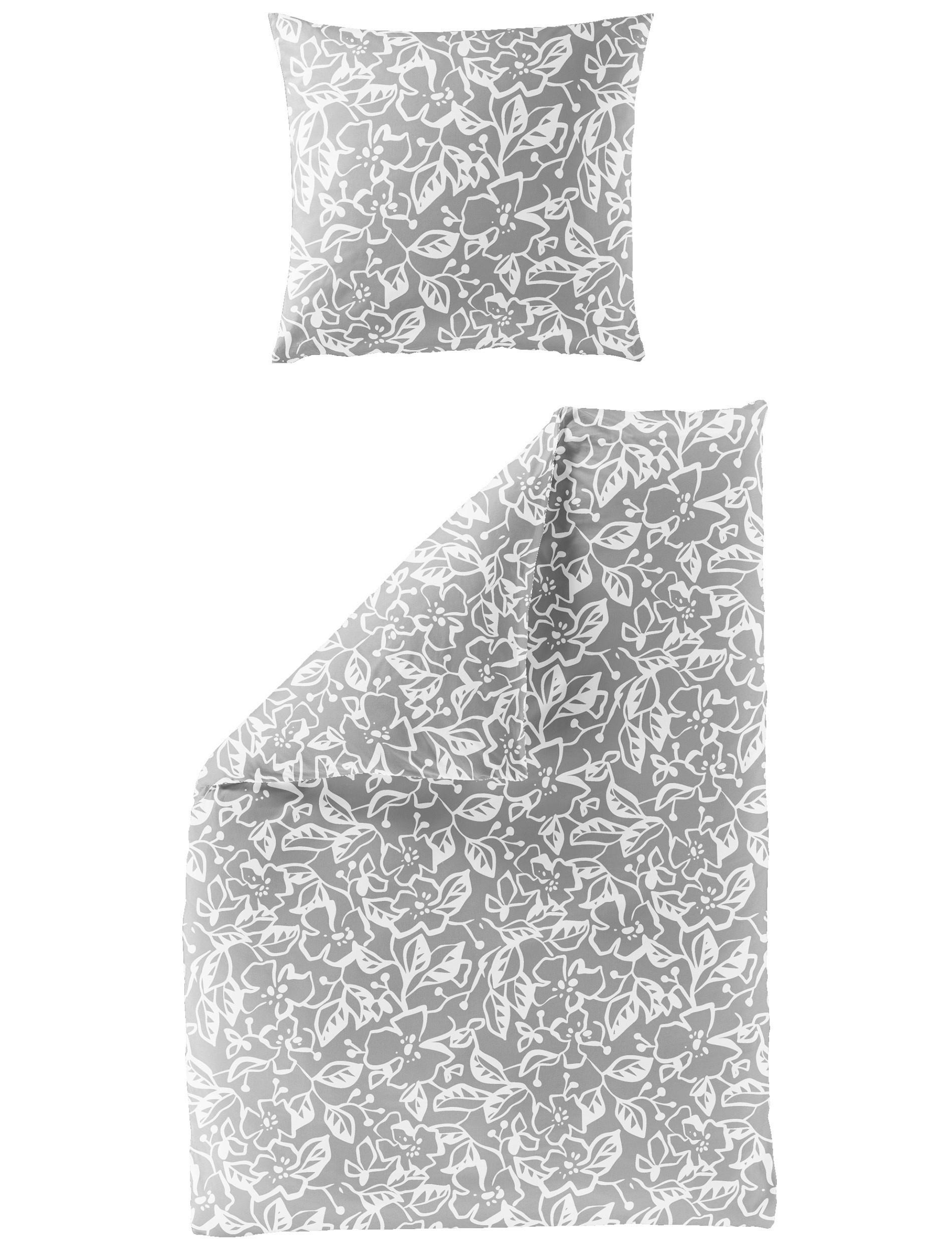 BETTWÄSCHE 2-teilig Makosatin 135/200 cm  - Grauweiß, Design, Textil (135/200cm) - Bierbaum