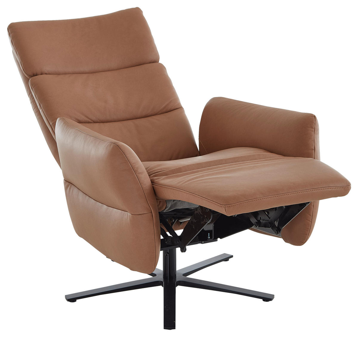 RELAXAČNÍ KŘESLO, kůže, barvy lískového ořechu - černá/barvy lískového ořechu, Design, kov/kůže (82/119/85cm) - Dieter Knoll