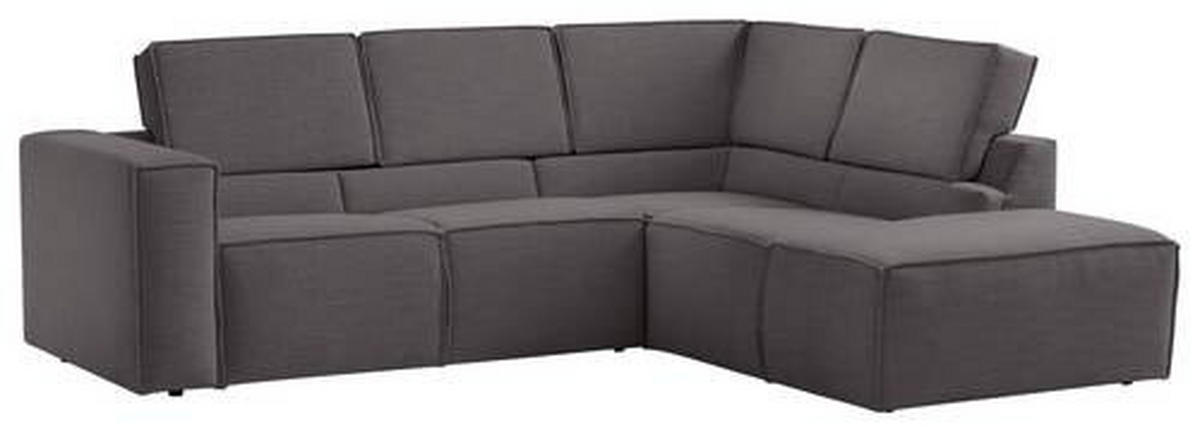 ECKSOFA in Struktur Dunkelgrau  - Dunkelgrau/Schwarz, Modern, Kunststoff/Textil (275/220cm) - Trendmanufaktur