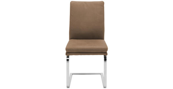 SCHWINGSTUHL in Stahl Mikrofaser - Chromfarben/Hellbraun, Design, Textil/Metall (47/100/64cm) - Novel