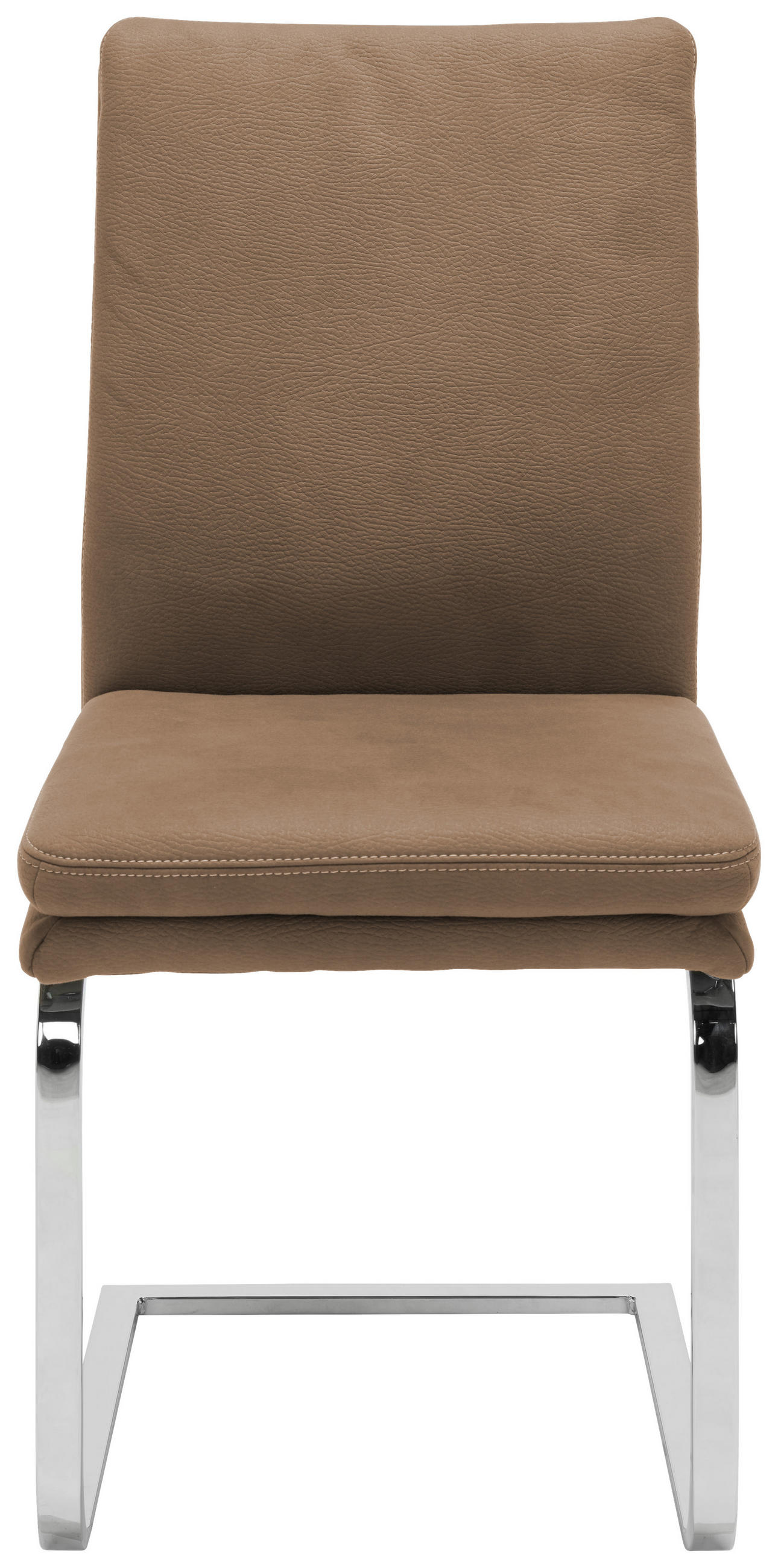 SCHWINGSTUHL  in Stahl Mikrofaser  - Chromfarben/Hellbraun, Design, Textil/Metall (47/100/64cm) - Novel
