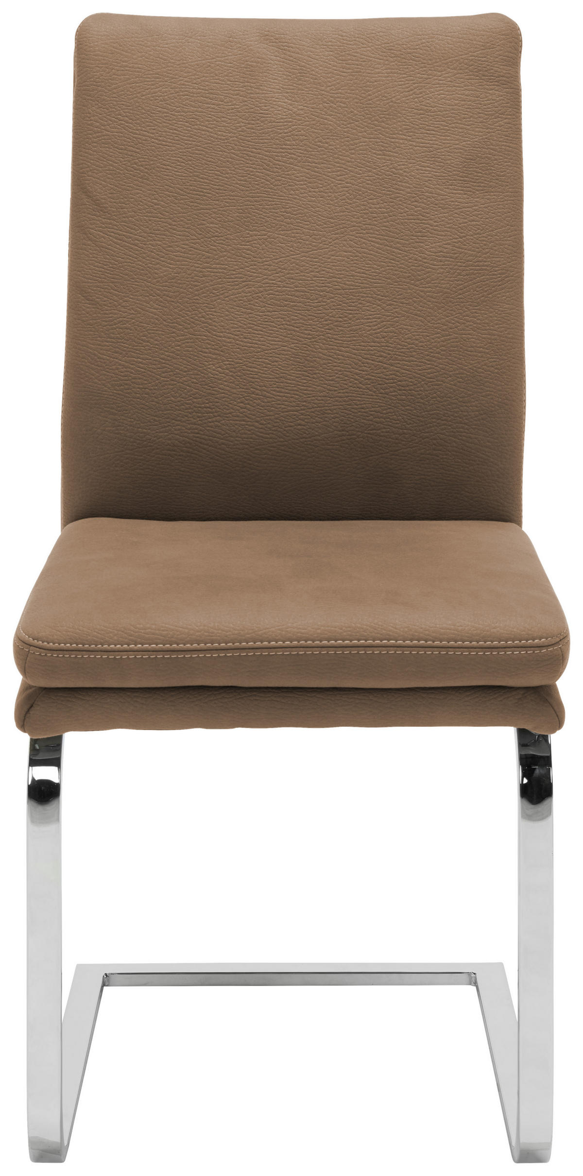SCHWINGSTUHL  in Stahl Mikrofaser  - Chromfarben/Hellbraun, Design, Textil/Metall (47/100/64cm) - Novel