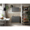 MINIKÜCHE 100 cm   in Grau, Eichefarben  - Eichefarben/Silberfarben, Basics, Holzwerkstoff/Metall (100cm) - Respekta