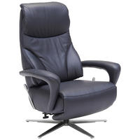RELAXSESSEL Leder Schwarz  - Edelstahlfarben/Schwarz, Design, Leder/Metall (75/106/88cm) - Dieter Knoll