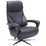 RELAXSESSEL Lenno Echtleder Relaxfunktion, Nackenkissen    - Edelstahlfarben/Schwarz, Design, Leder/Metall (75/106/88cm) - Dieter Knoll