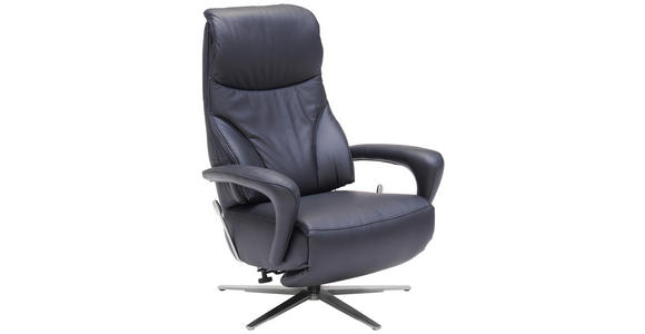 RELAXSESSEL Lenno Echtleder Relaxfunktion, Nackenkissen    - Edelstahlfarben/Schwarz, Design, Leder/Metall (75/106/88cm) - Dieter Knoll