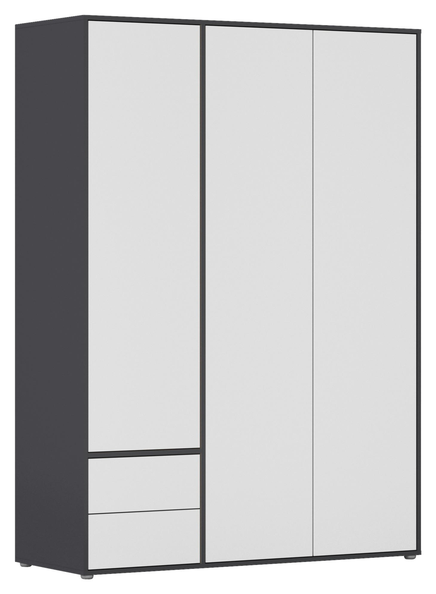 DREHTÜRENSCHRANK 140/194/53 cm 3-türig Grau, Weiß  - Weiß/Grau, MODERN, Holzwerkstoff (140/194/53cm) - Rauch Möbel