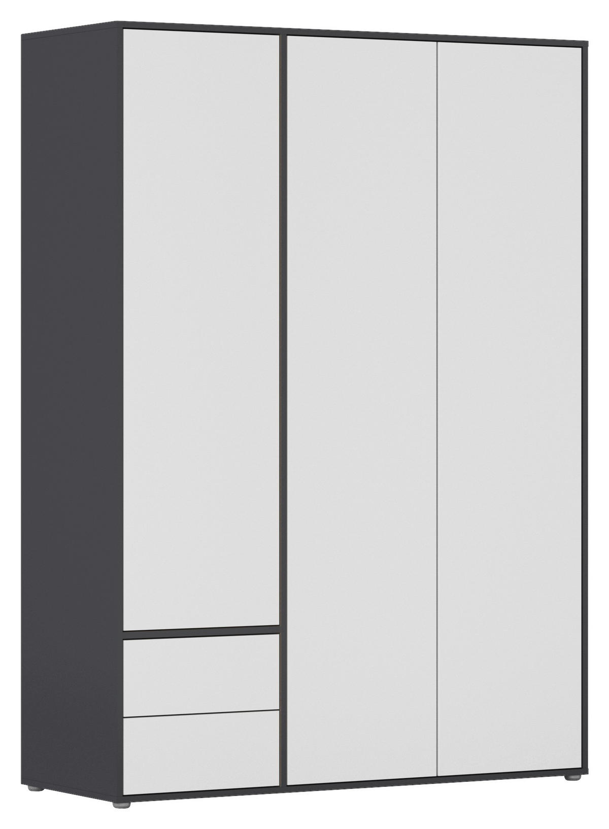 DREHTÜRENSCHRANK in Grau, Weiss  - Weiss/Grau, Modern, Holzwerkstoff (140/194/53cm) - Rauch Möbel