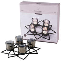 WINDLICHT  - Schwarz/Grau, LIFESTYLE, Glas/Metall (30,5/8 cm) - X-Mas