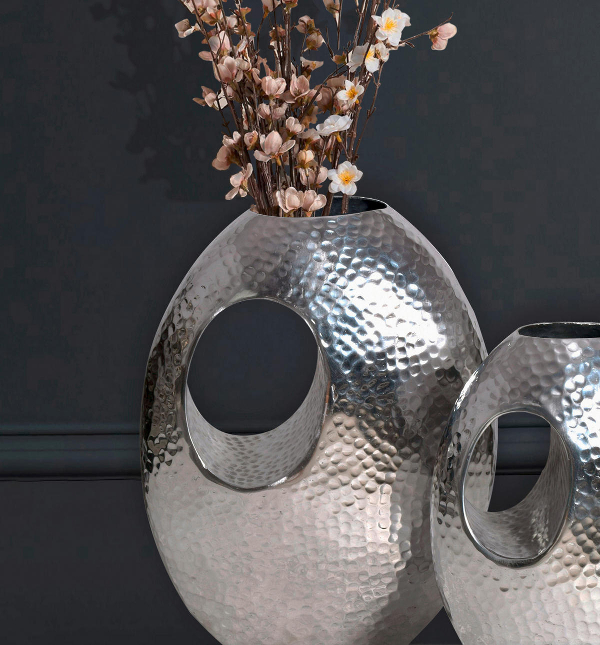VASE 39 / 31 cm  - Silberfarben, Design, Metall (29/39/16,5cm) - Livetastic