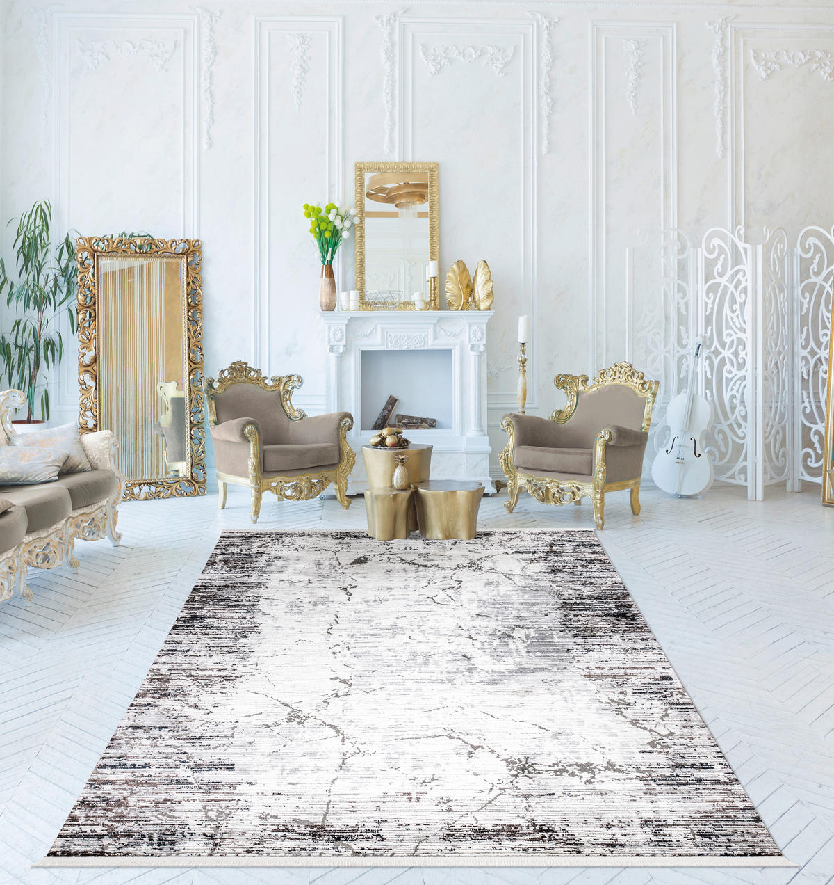 VINTAGE-TEPPICH 160/230 cm Royal Harmony Braun, Grau, Weiß  - Braun/Weiß, LIFESTYLE, Textil (160/230cm) - Novel