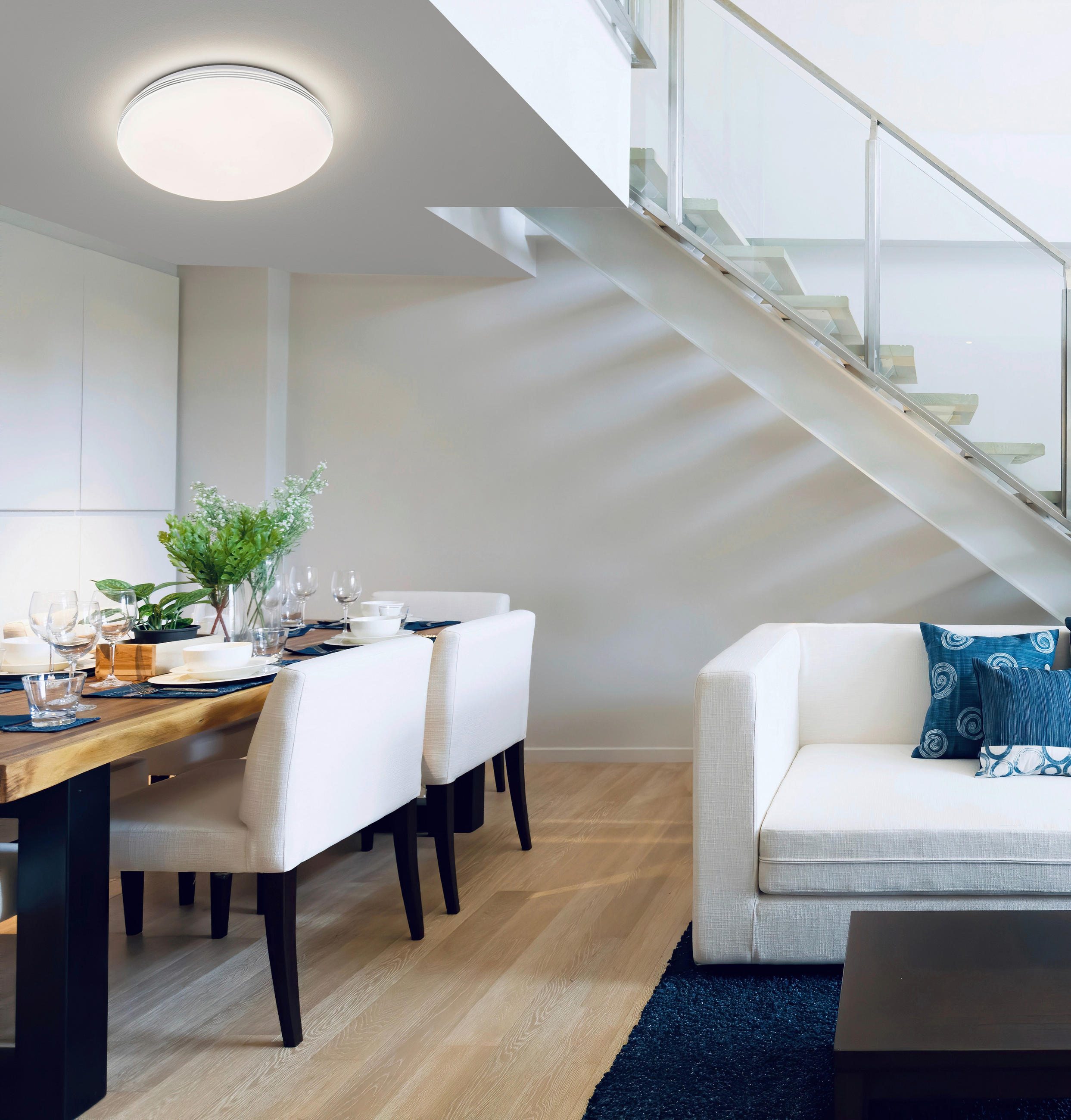 LED-DECKENLEUCHTE Faro 43 cm  - Chromfarben/Weiß, KONVENTIONELL, Glas (43cm) - Fischer & Honsel