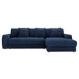 ECKSOFA in Cord Dunkelblau  302/182 cm  - Schwarz/Dunkelblau, MODERN, Kunststoff/Textil (302/182cm) - Carryhome