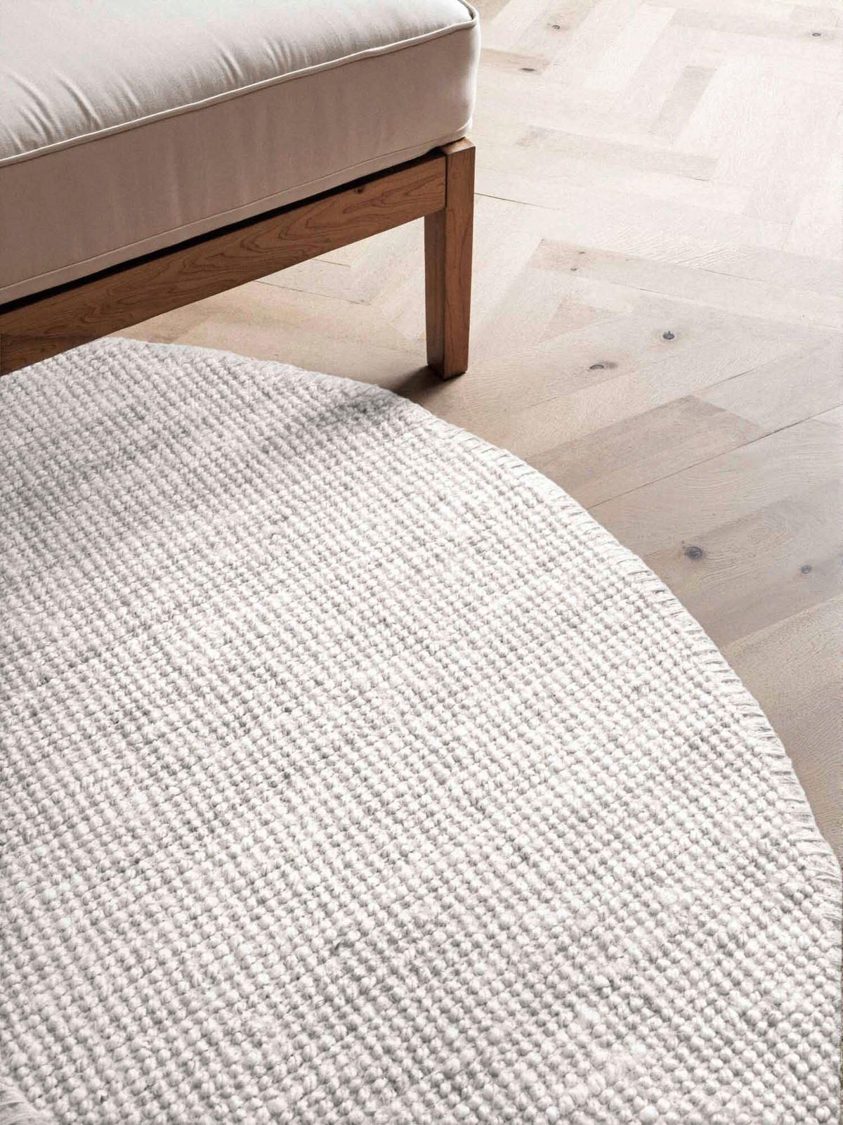 JUTETEPPICH 160 cm Bouclé Weiß rund  - Weiß, Basics, Textil (160cm) - Hanse Home