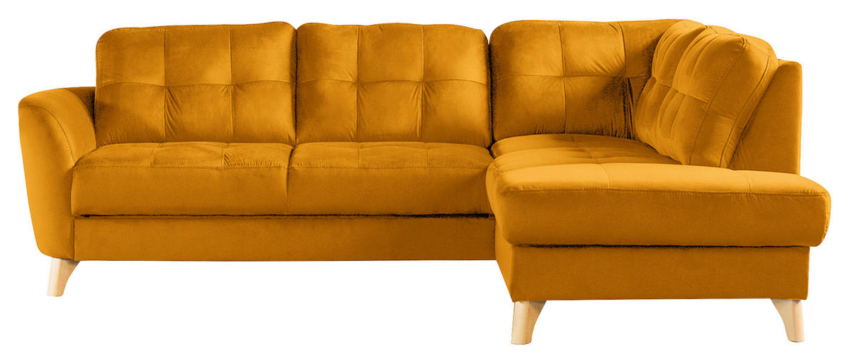 ECKSOFA - Gelb/Buchefarben, Design, Holz/Textil (236/190cm) - Livetastic