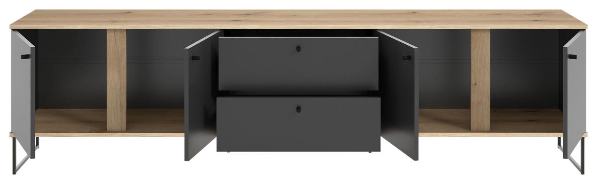 NIZKA OMARICA antracit, barve hrasta  - črna/barve hrasta, Basics, kovina/umetna masa (225/59/38cm) - Xora
