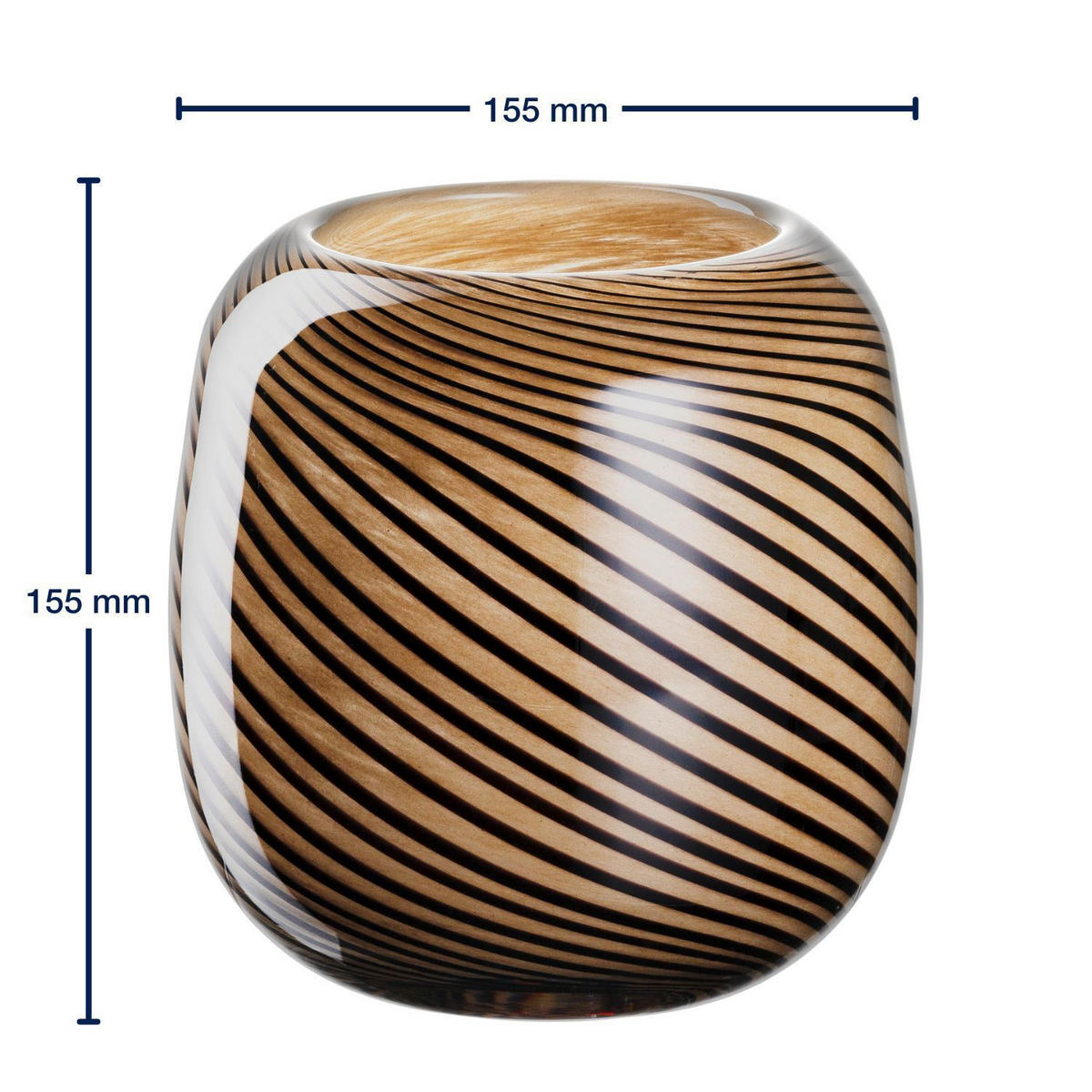VASE  - Beige/Braun, KONVENTIONELL, Glas (15,50/15,50/15,50cm) - Leonardo