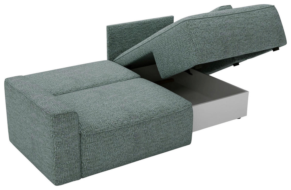 ECKSOFA in Chenille Grün  - Schwarz/Grün, Design, Kunststoff/Textil (233/144cm) - Livetastic