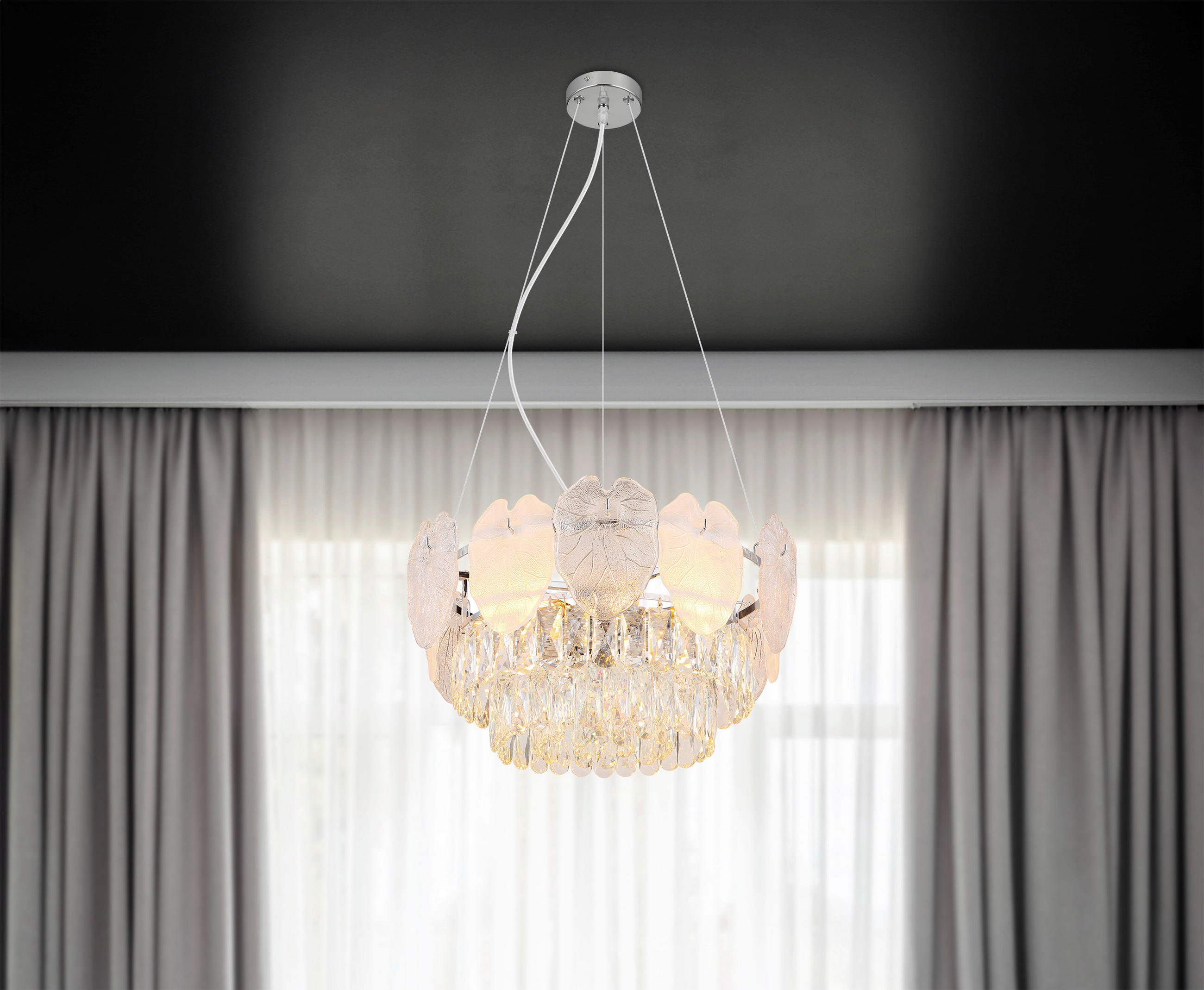 KRONLEUCHTER 50/120 cm    - Klar/Chromfarben, Konventionell, Glas/Metall (50/120cm) - Globo