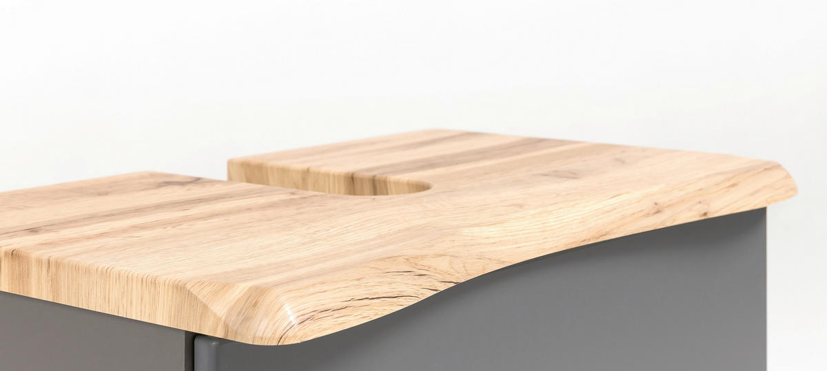 WASCHBECKENUNTERSCHRANK 61/55/40 cm  - Eiche Wotan/Graphitfarben, Natur, Holzwerkstoff (61/55/40cm) - Xora