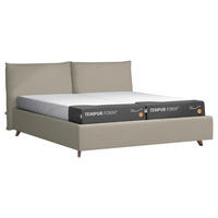 POLSTERBETT 180/200 cm,  in Beige, Bettkasten,  - Eichefarben/Beige, KONVENTIONELL, Textil (180/200cm) - Tempur