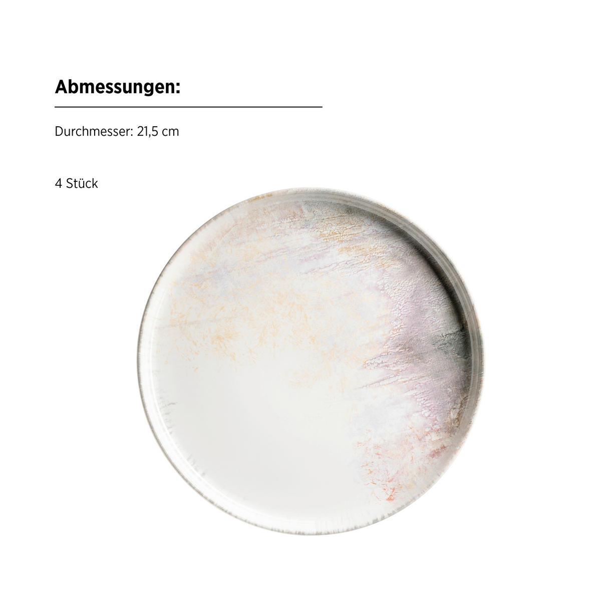 DESSERTTELLERSET Lila, Weiß 4-teilig AQUARELLIA LILA  - Lila/Weiß, Basics, Keramik (21,5/2,5cm) - Mäser