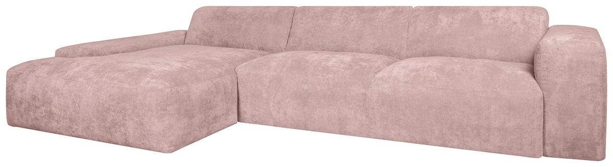ECKSOFA HANNAH Rosa Cord  - Schwarz/Rosa, Design, Kunststoff/Textil (170/343cm) - MID.YOU