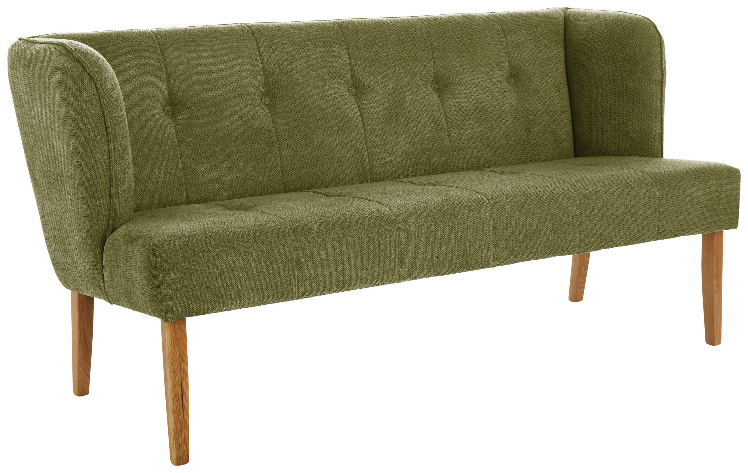 SITZBANK 179/88/76 cm Webstoff Hellgrün Eiche vollmassiv  - Eichefarben/Hellgrün, KONVENTIONELL, Holz/Textil (179/88/76cm) - Cantus