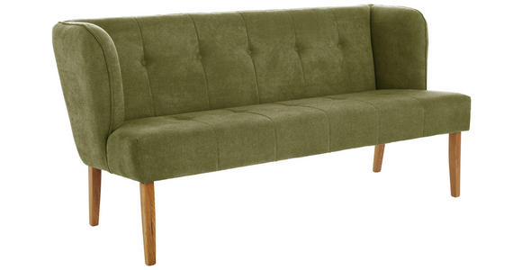 SITZBANK 179/88/76 cm Webstoff Hellgrün Eiche vollmassiv  - Eichefarben/Hellgrün, KONVENTIONELL, Holz/Textil (179/88/76cm) - Cantus