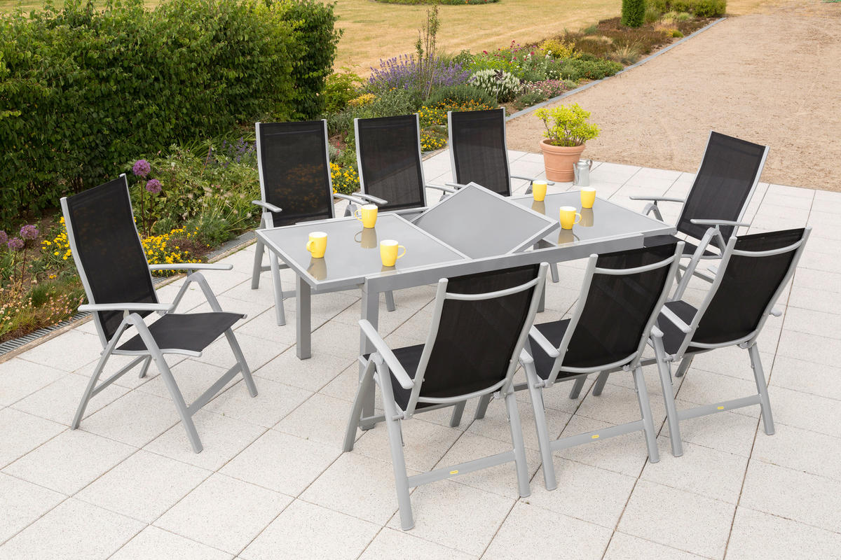 GARTENSET 9-teilig  - Silberfarben/Schwarz, MODERN, Textil/Metall - Gardenson