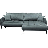 ECKSOFA Blau Velours  - Blau/Schwarz, Design, Textil/Metall (260/189cm) - MID.YOU