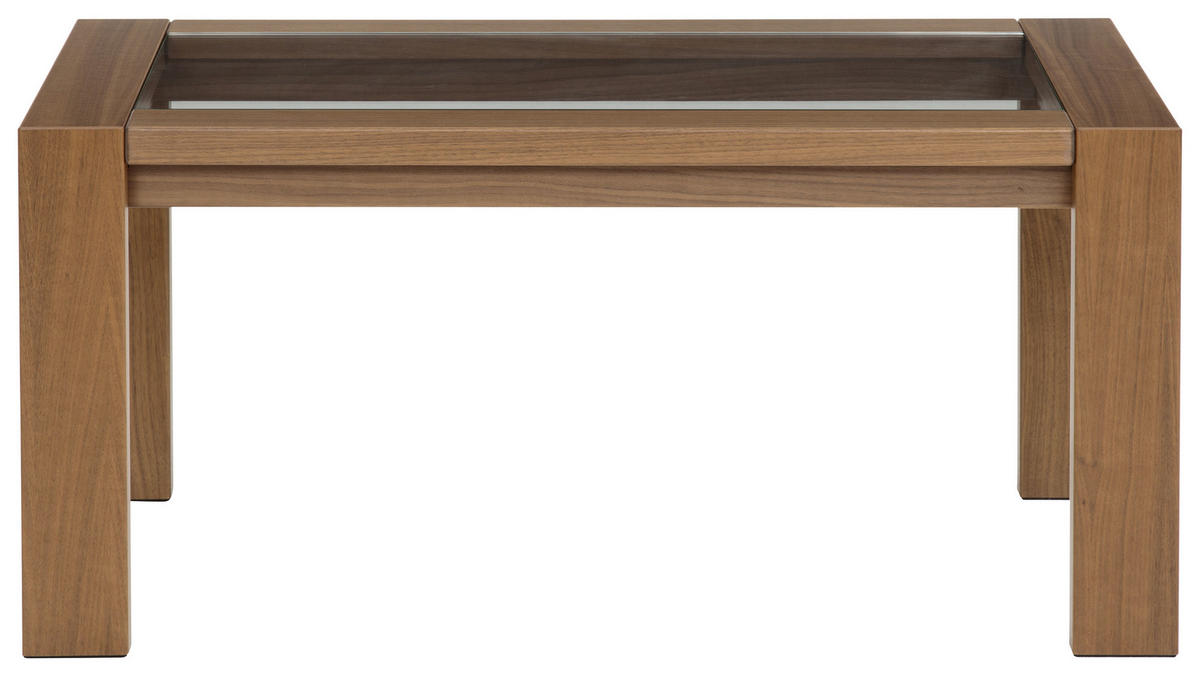 COUCHTISCH in Holz, Glas 98/63/45 cm  - Nussbaumfarben, KONVENTIONELL, Glas/Holz (98/63/45cm) - Invivus