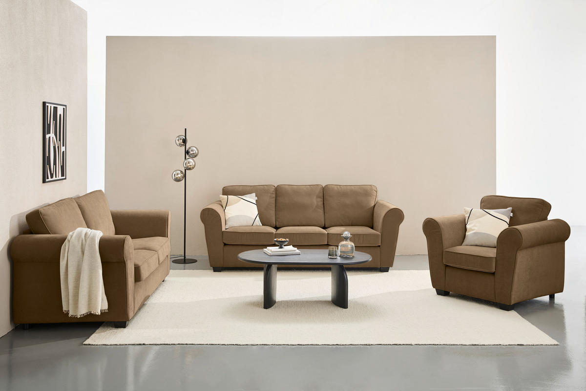 2,5-SITZER Chenille Goldbraun  - Goldbraun/Schwarz, KONVENTIONELL, Kunststoff/Textil (196/88/86cm) - Carryhome