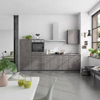 KÜCHENBLOCK Riva 300 cm  in Schieferfarben  - Schieferfarben/Edelstahlfarben, MODERN, Holzwerkstoff/Metall (300cm) - Nobilia
