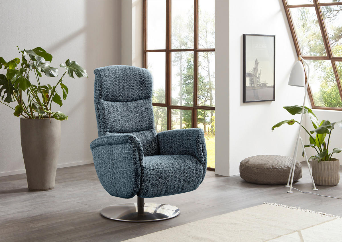 RELAXSESSEL in Textil Dunkelblau  - Edelstahlfarben/Dunkelblau, Design, Textil/Metall (71/112/83cm) - Dieter Knoll