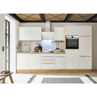 KÜCHENBLOCK 340 cm   in Eiche Artisan, Weiß Hochglanz  - Weiß Hochglanz/Alufarben, LIFESTYLE, Holzwerkstoff/Kunststoff (340cm) - Respekta