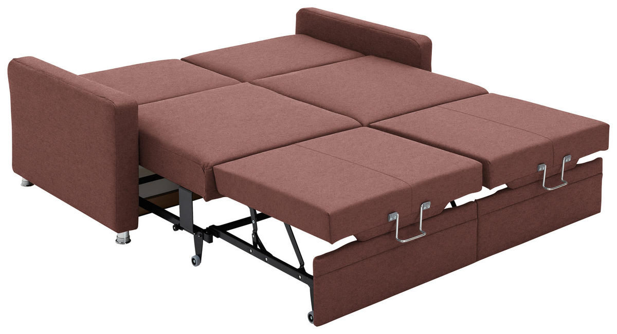 SCHLAFSOFA  in Chenille Weinrot  - Chromfarben/Weinrot, KONVENTIONELL, Textil/Metall (206/90/100cm) - Beldomo Style