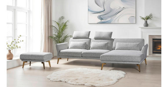 HOCKER Flachgewebe Creme, Hellgrau  - Eichefarben/Creme, Design, Holz/Textil (82/45/61cm) - Valnatura