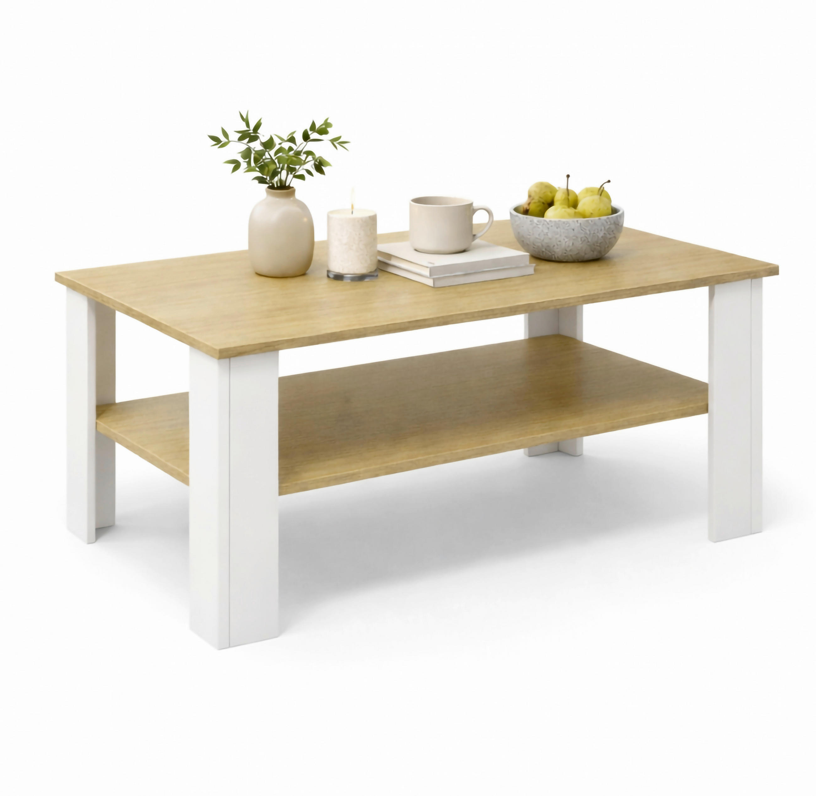 KONFERENČNÍ STOLEK, bílá, medový dub, kompozitní dřevo, 100/55/44 cm - bílá/medový dub, Design, kompozitní dřevo (100/55/44cm) - Livetastic