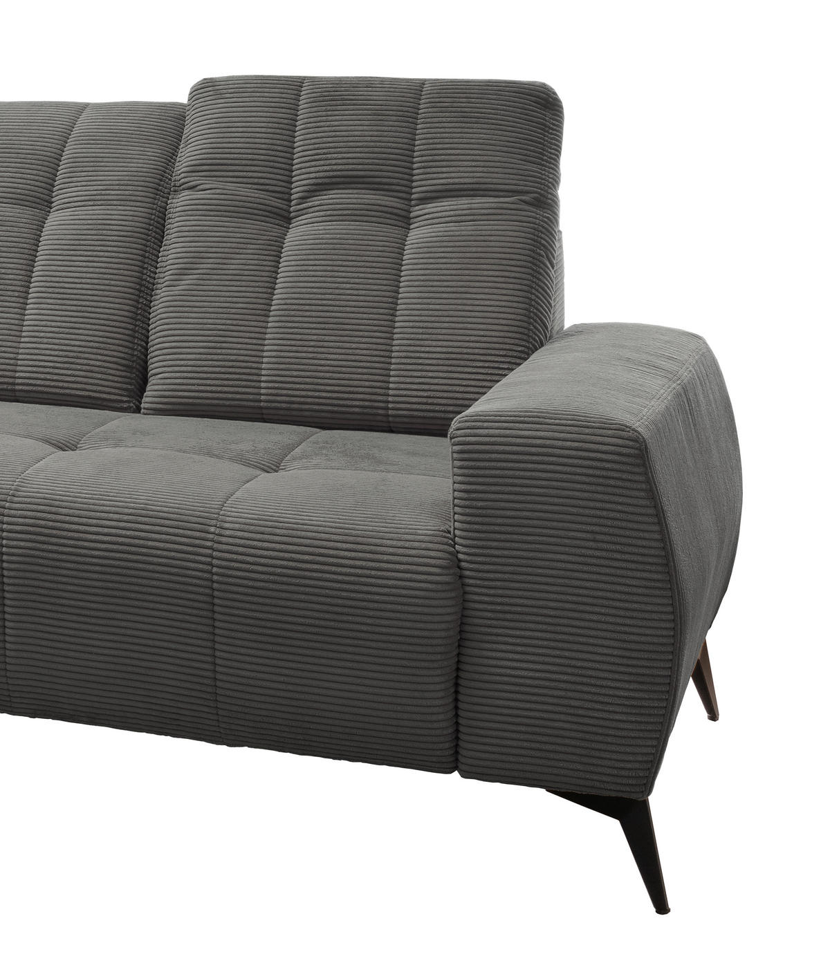 ECKSOFA in Cord Grau  - Schwarz/Grau, Modern, Textil/Metall (258/180cm) - Livetastic