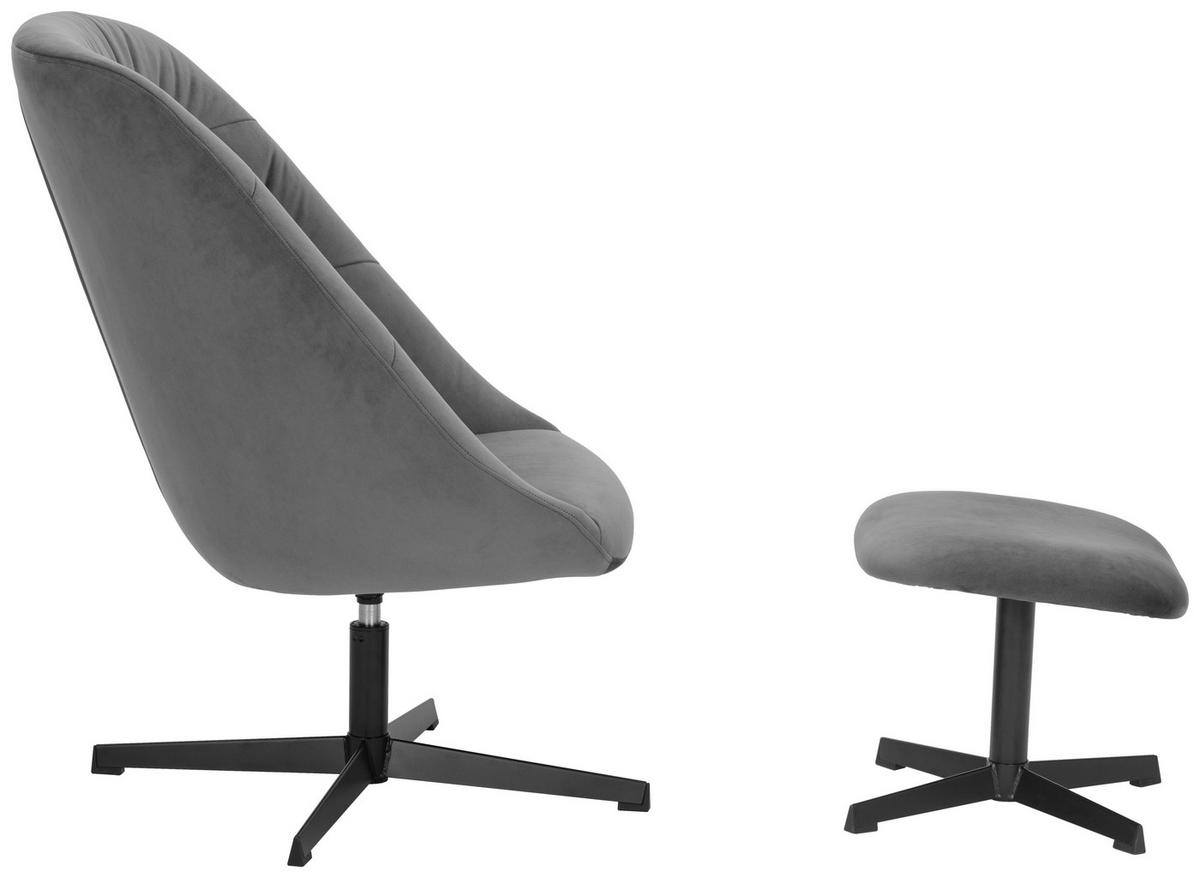 SESSELSET Samt Hocker    - Schwarz/Grau, MODERN, Textil/Metall (70/97/75cm) - MID.YOU