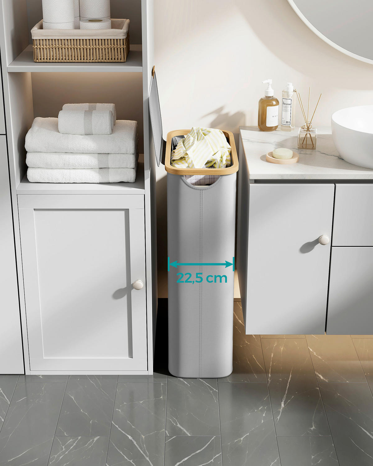 WÄSCHEKORB - Grau, Trend, Naturmaterialien/Kunststoff (42/70,5/22,5cm) - Boxxx