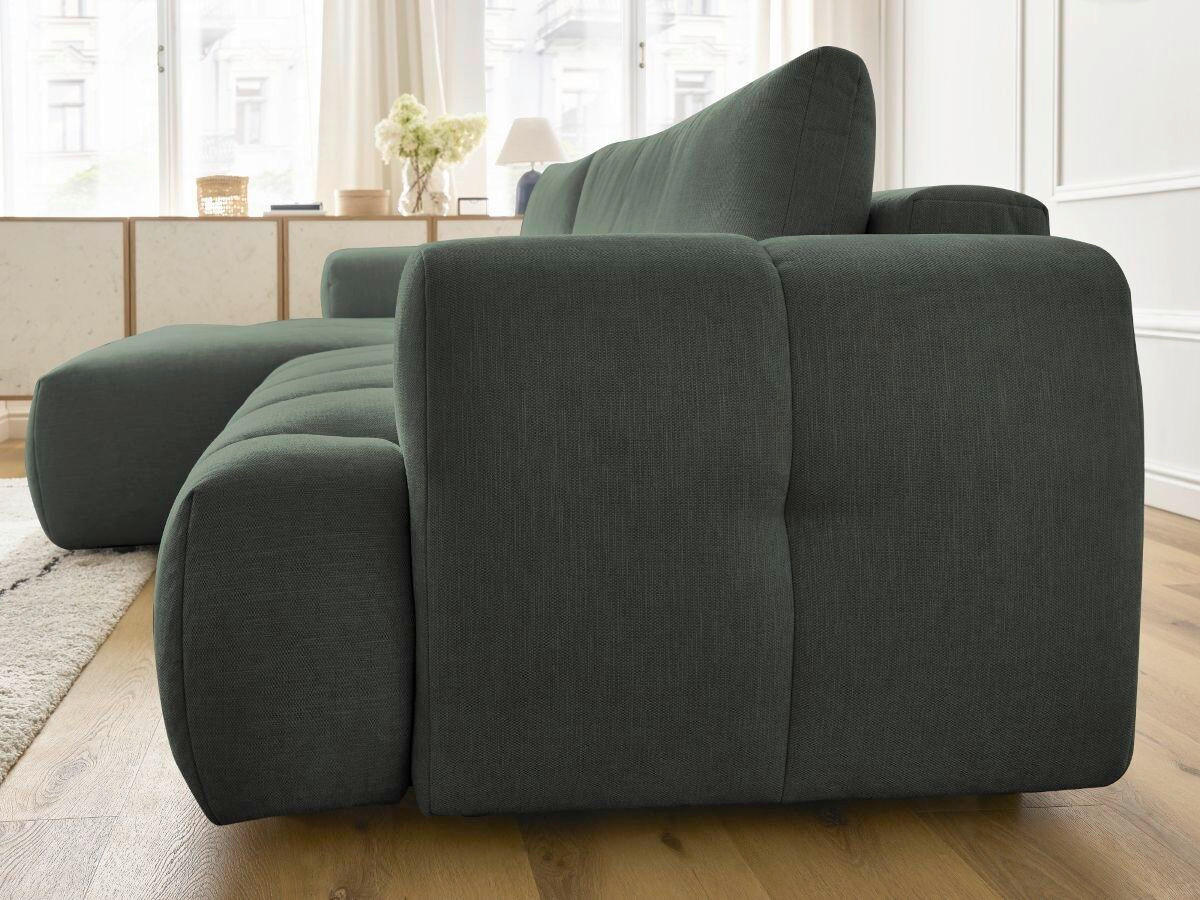 ECKSCHLAFSOFA FUJI Leinenoptik Grün  inkl.  - Schwarz/Grün, MODERN, Kunststoff/Textil (160/292cm)