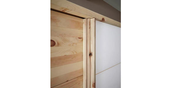 SCHWEBETÜRENSCHRANK in Weiß, Zirbelkieferfarben - Zirbelkieferfarben/Weiß, Natur, Glas/Holz (300/225/65cm) - Valnatura