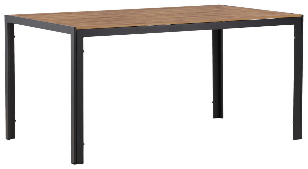 GARTENTISCH 150/90/75 cm Metall, Kunststoff rechteckig  - Schwarz/Naturfarben, KONVENTIONELL, Kunststoff/Metall (150/90/75cm) - Gardenson
