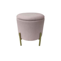 HOCKER Samt Rosa  - Goldfarben/Rosa, Design, Textil/Metall (36/40/36cm) - Echtwerk